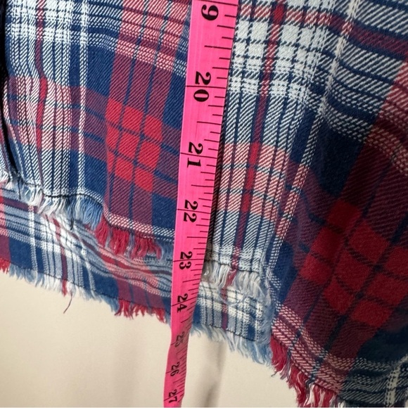 Joe's Jeans Red and Blue Button Down fringe bottom Shirt NWT xs - Picture 7 of 11